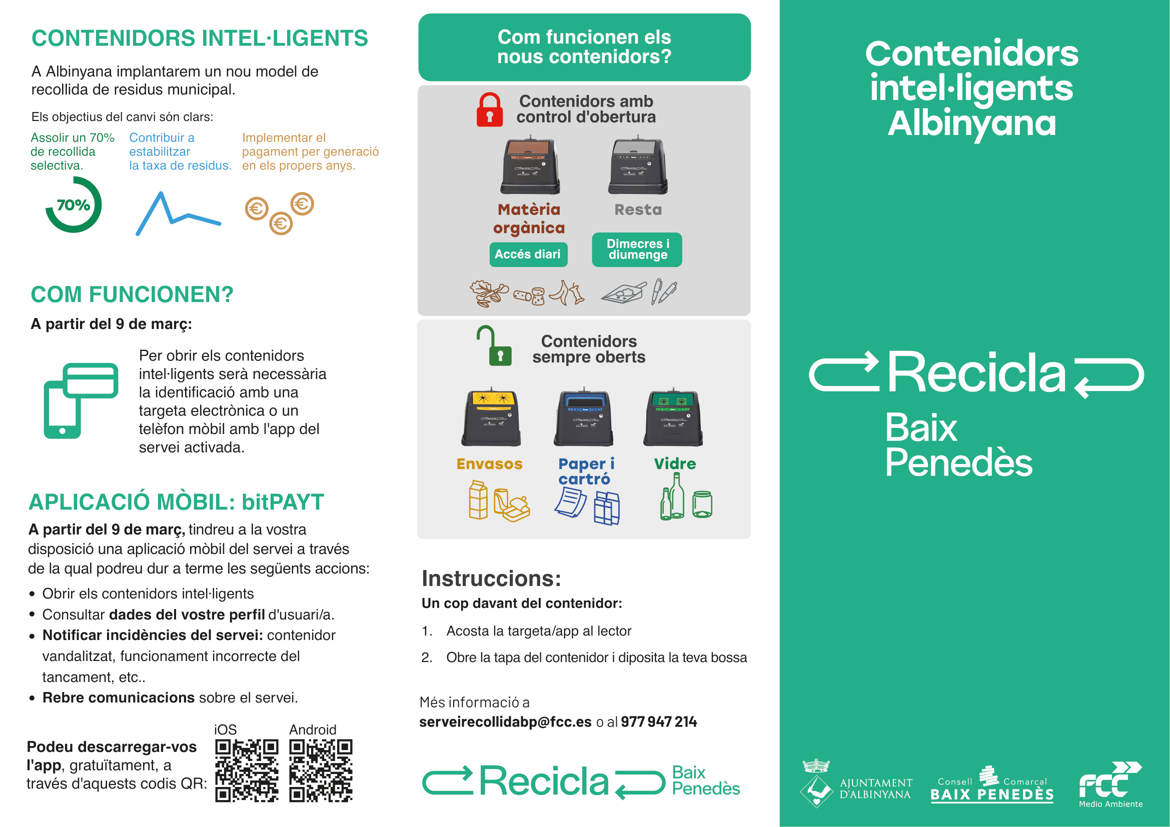 Tríptic resum de la gestió de residus d'Albinyana'